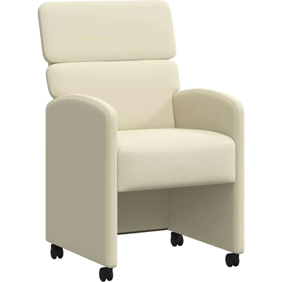 vidaXL Eetkamerstoelen met Wieltjes 2 st Kunstleer Crème