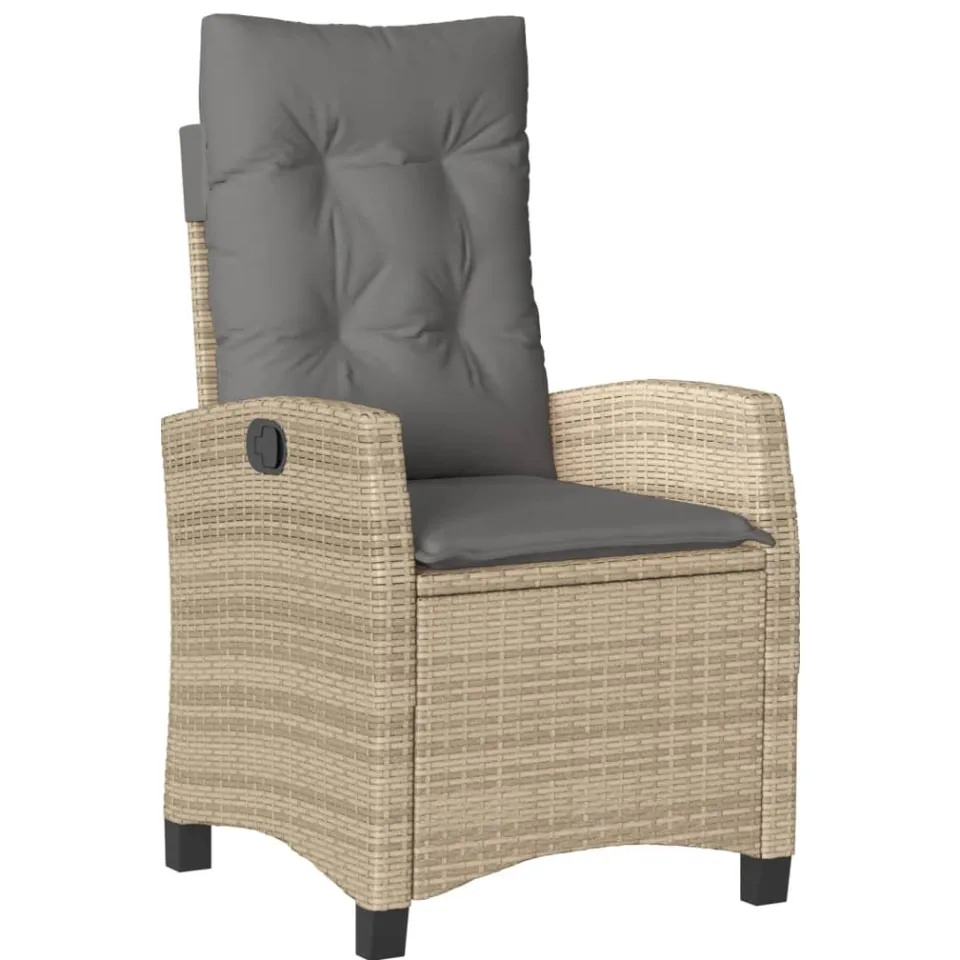 vidaXL 5-delige Tuinset met kussens poly rattan gemengd beige