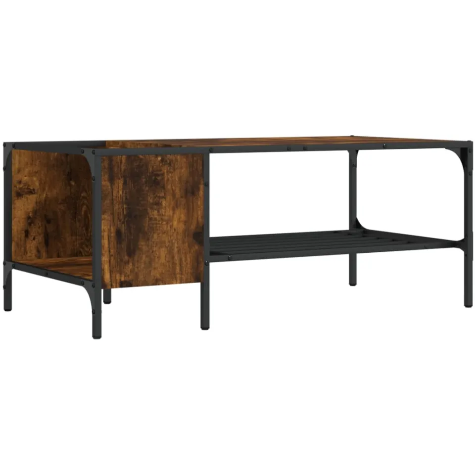 vidaXL Salontafel met rek 100x51x40 cm bewerkt hout gerookt eikenkleur Bruin