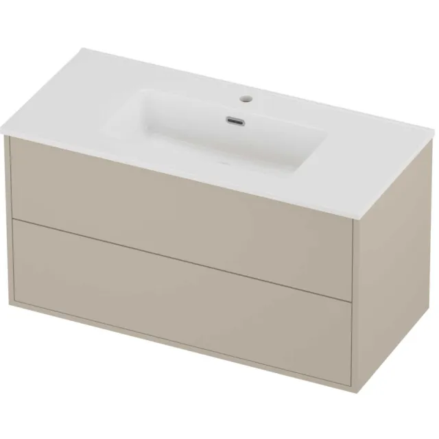 Proline Tribute Badmeubelset Porselein Elegant In Kader 100x46x54 cm Glans Wit Soft Linen Beige