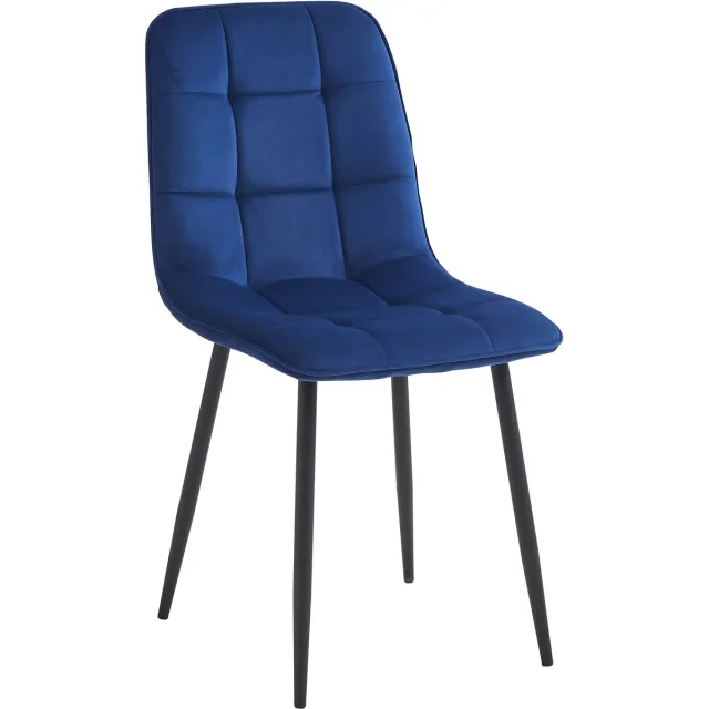 Colenis Bloqs Eetkamerstoel – Blauw – Velvet – Set van 6
