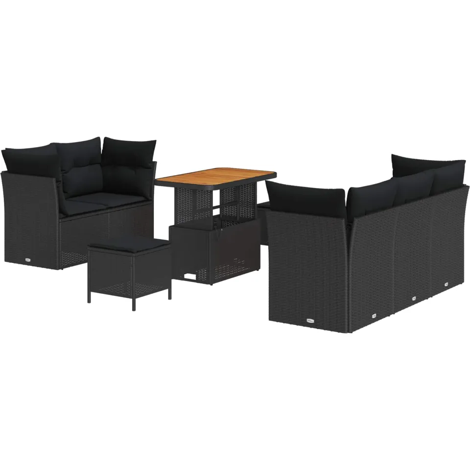 vidaXL Tuin Sofa Set 8 st Zwart poly rattan