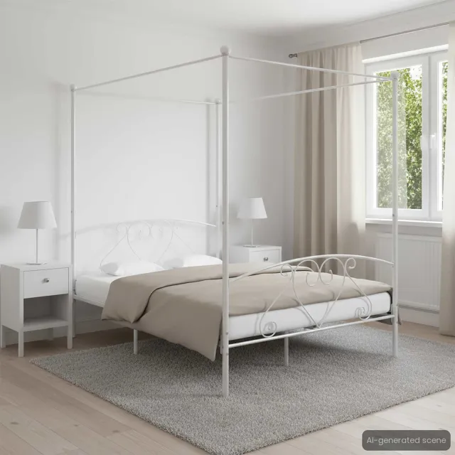 vidaXL Hemelbedframe metaal wit 140x200 cm