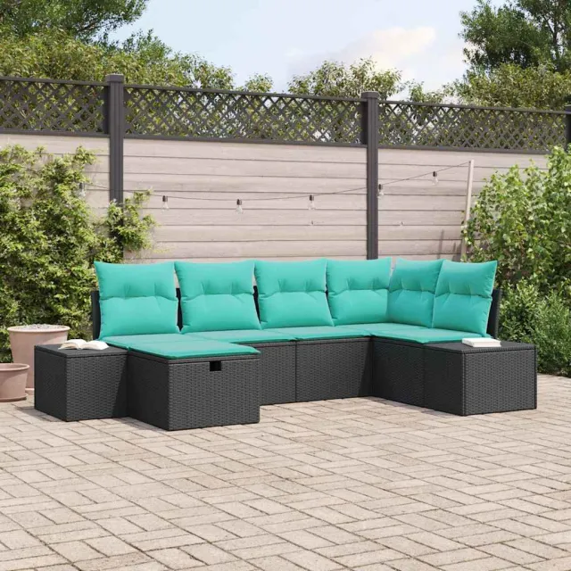 vidaXL Tuin Sofa Set 6 st Zwart poly rattan
