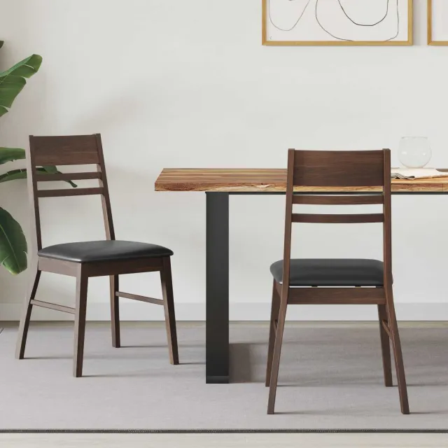 vidaXL Eettafelstoelen 2 st Massief Rubberhout Licht Bruin