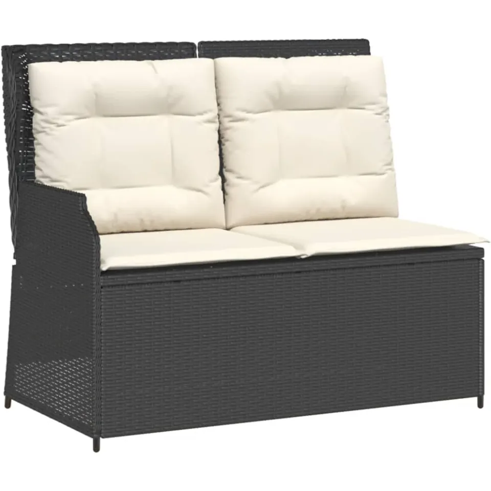 vidaXL 6-delige Loungeset met kussens poly rattan zwart