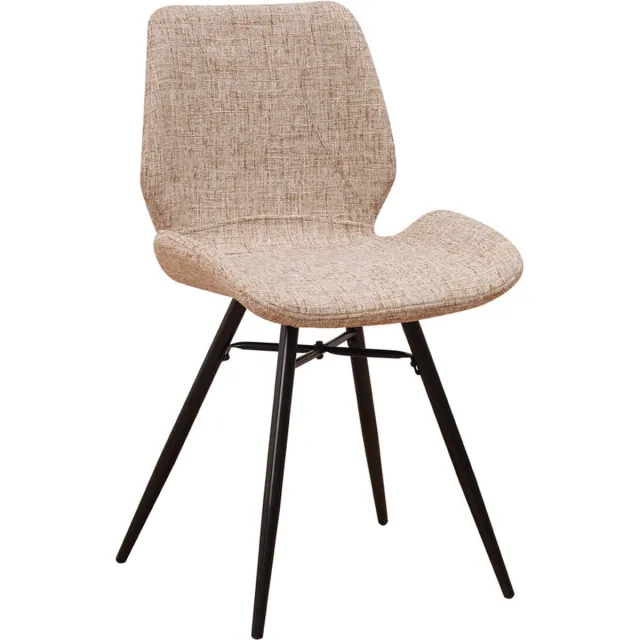 Bolt Edge Eetkamerstoel - Chenille bekleding - Hoge rug - Met metalen poten - Stof - Grijs Wit