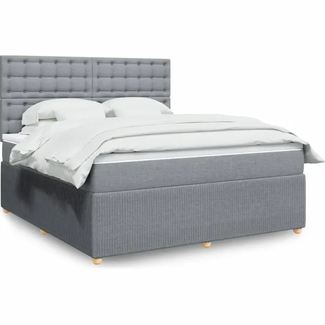 vidaXL Boxspring met matras stof lichtgrijs 180x200 cm grijs