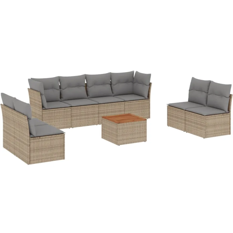 vidaXL Patio Sofa Set 8-zits Mix Beige en Lichtgrijs