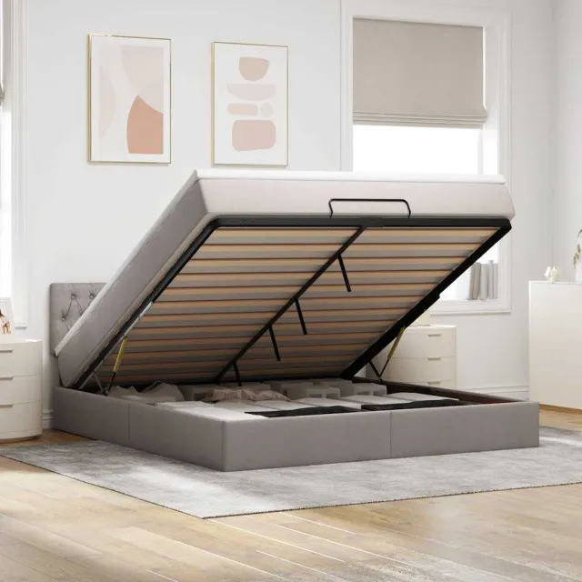 vidaXL Ottoman bed met matras 180x200cm stof taupe