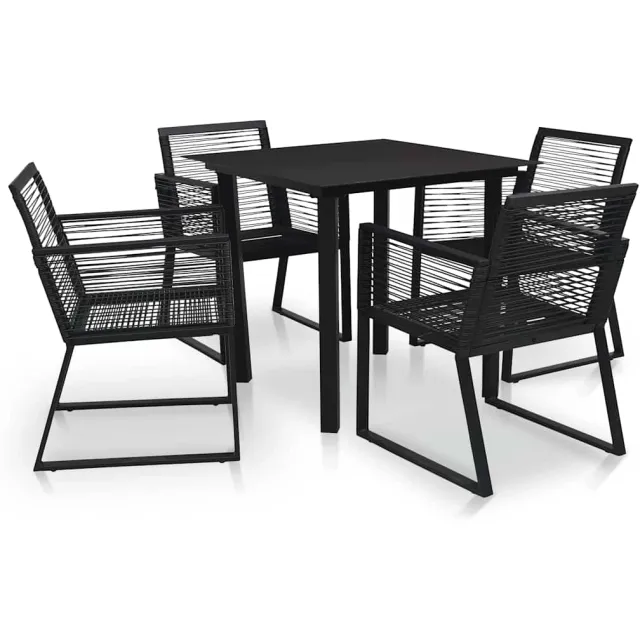 vidaXL 5-delige Tuinset PVC-rattan zwart