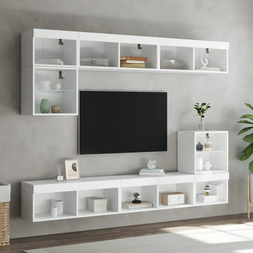 vidaXL Tv-meubel met LED-verlichting 80x30x30 cm wit, foto 4