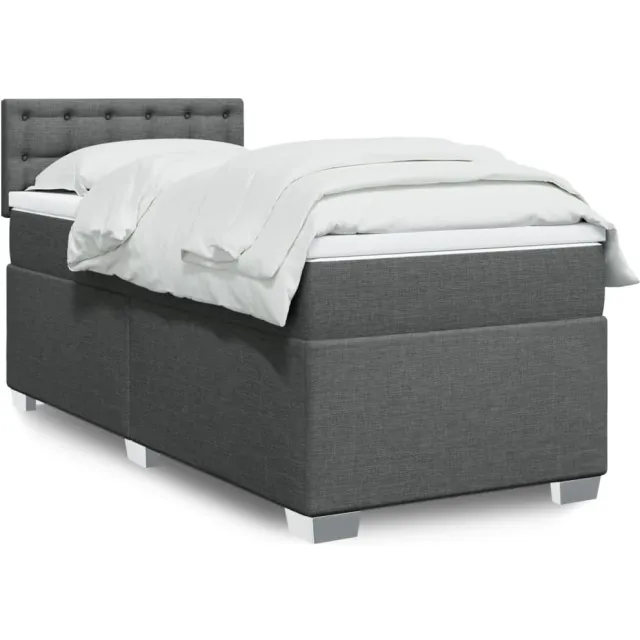 vidaXL Boxspring met matras stof donkergrijs 80x200 cm grijs