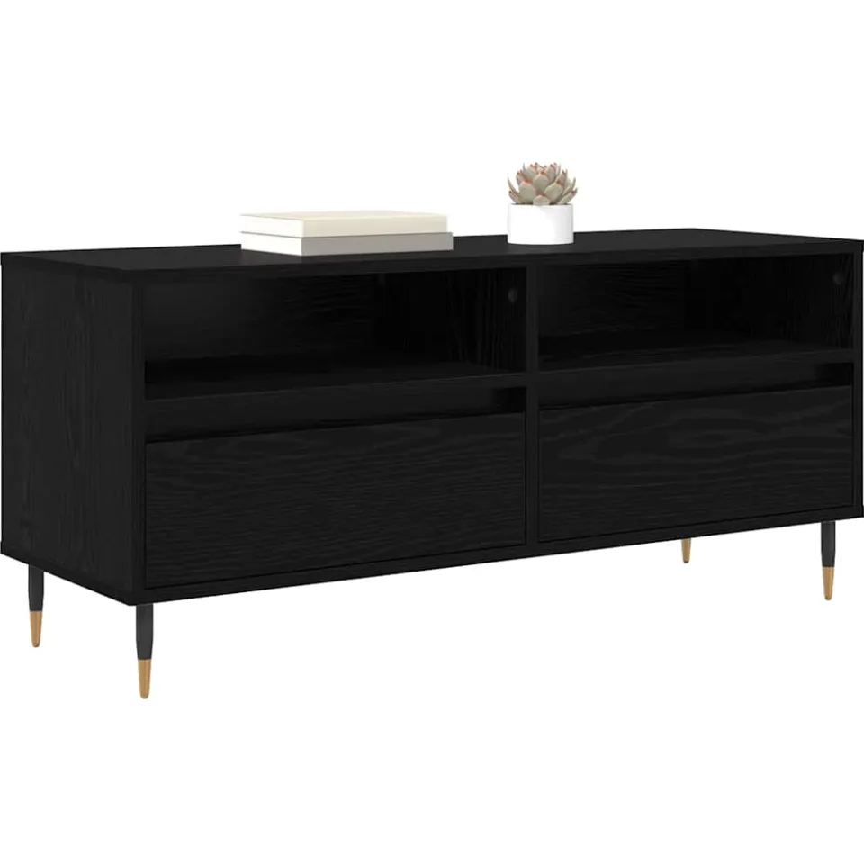 vidaXL TV-kast met lade Zwart Eiken 100 x 34,5 x 44,5 cm