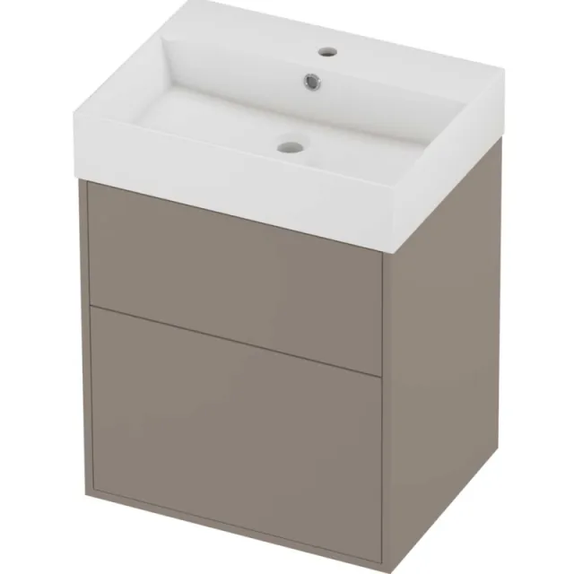 Proline Zara Badmeubelset Porselein Loft 1 Kraangat Voor Grepen 60x46x78 cm Glans Wit Clay Beige