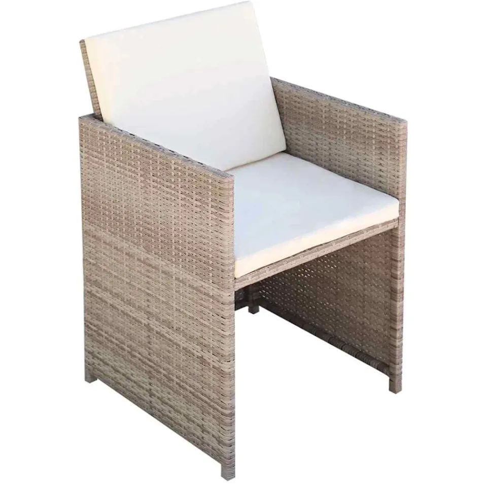 vidaXL 11-delige Tuinset met kussens poly rattan beige, foto 4