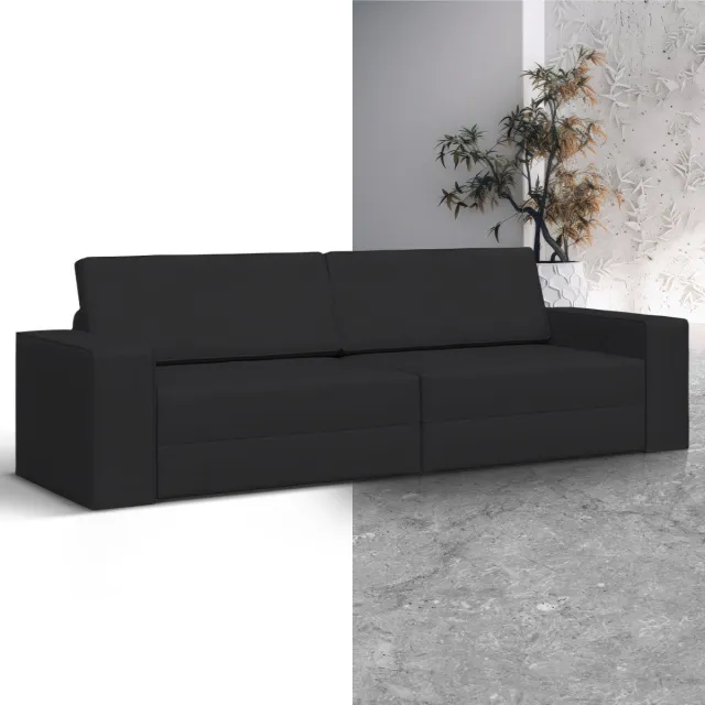 GranMaison Slaapbank - Uitklapbaar - Slaapstoel - Logeerbed - Zetelbed - Slaapfauteuil - Vouwbed - 2 persoons - Zeer comfortabel - Zwart Zwart versie C