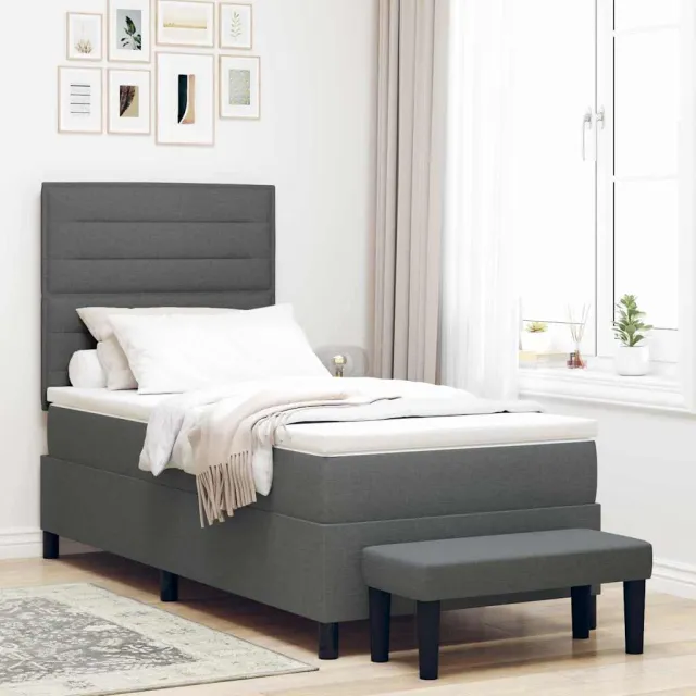 vidaXL Boxspringbed met hoofdeinde Donkergrijs 80 x 200 cm Stof