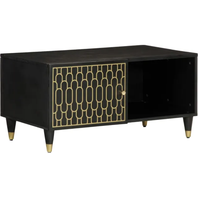 vidaXL Salontafel 80x50x40 cm massief mangohout Zwart