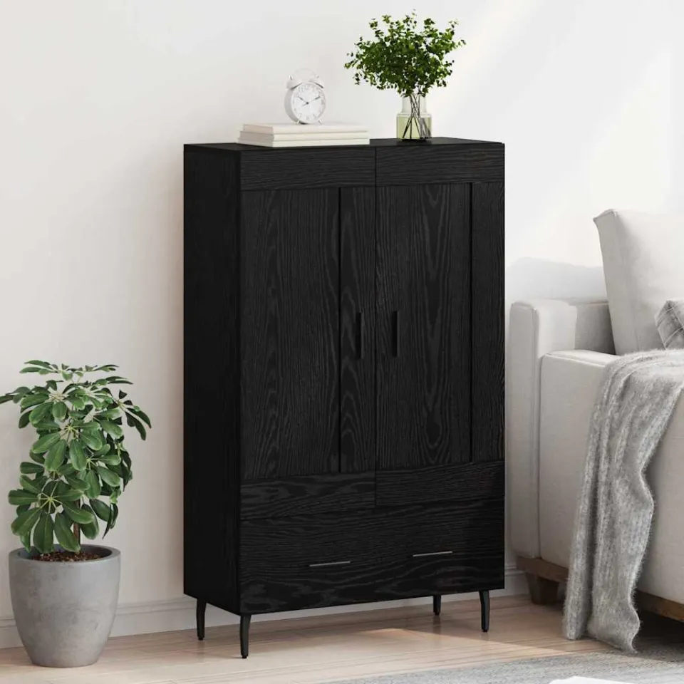 vidaXL Highboard Zwart Eiken 69,5 x 31 x 115 cm Bewerkt hout, foto 4