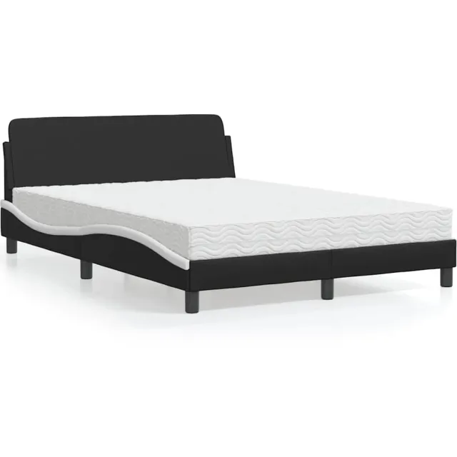 vidaXL Bed met matras "Dover" kunstleer zwart en wit 120x200 cm