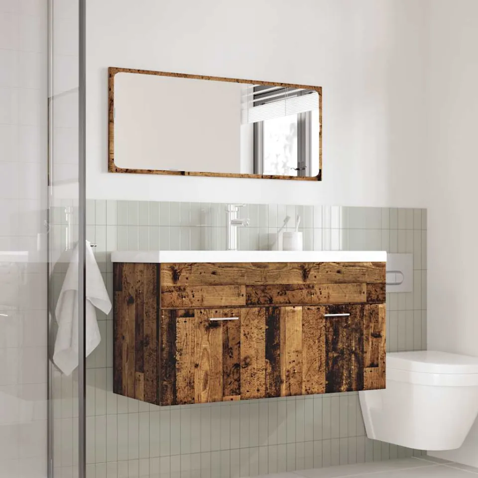vidaXL 3-delige Badkamermeubelset bewerkt hout oud houtkleurig bruin, foto 2