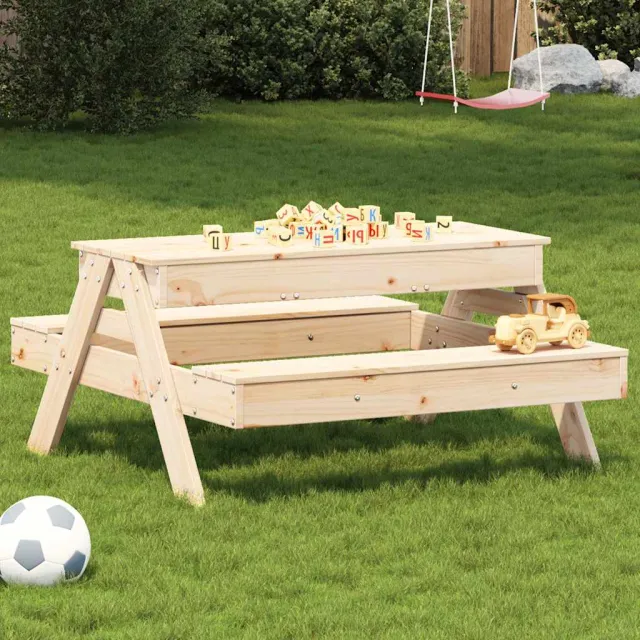 vidaXL Picknicktafel met zandbak voor kinderen massief grenenhout, foto 2