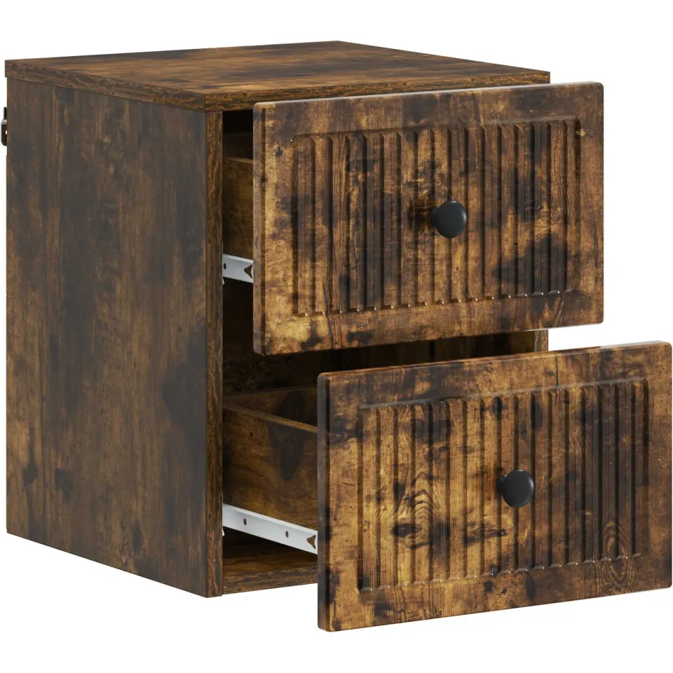 vidaXL Wandbeugel Bedkast Gerookt eiken 33 x 34,5 x 40 cm Bewerkt hout, foto 3