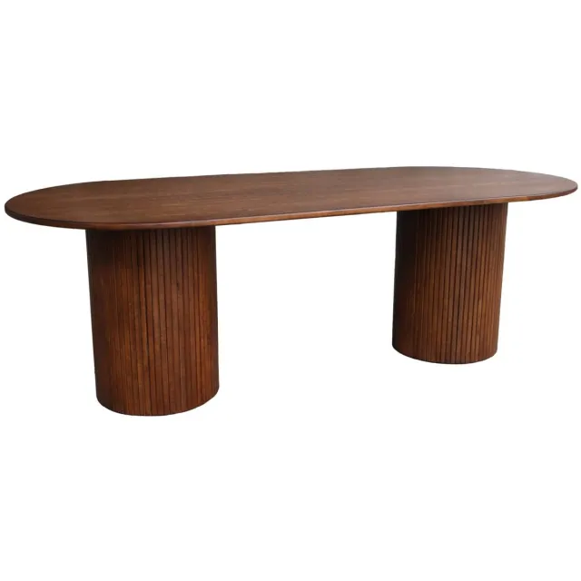 sweeek Ovale eettafel eikenfineer 8 plaatsen - l 220 x b 100 x h 73 cm - estelle Walnoot