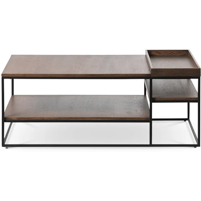 Olivine Rico houten salontafel gerookt eiken - 120 x 70 cm Bruin