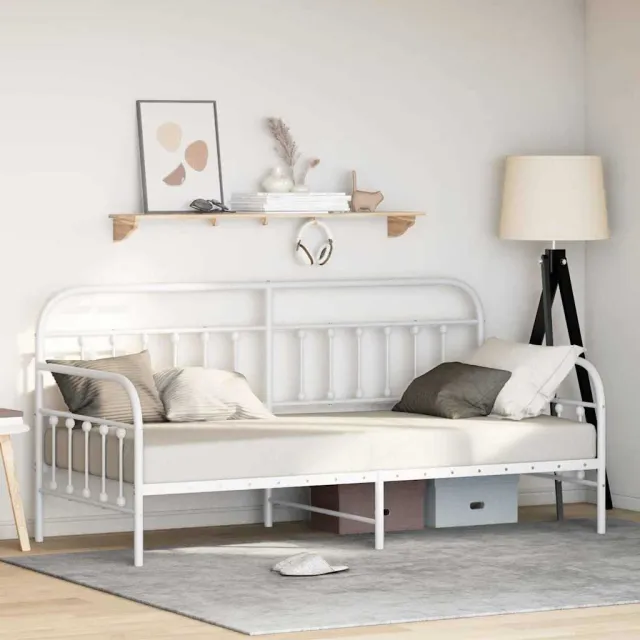 vidaXL Bedframe voor een daybed Wit 100 x 200 cm Gepoedercoat staal