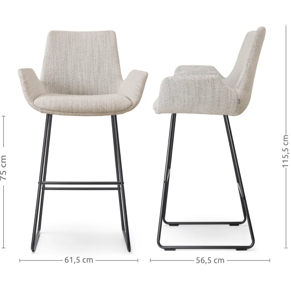 Nolon Nino-Eef barkruk beige gemêleerd - zwart onderstel - 75 cm, foto 3
