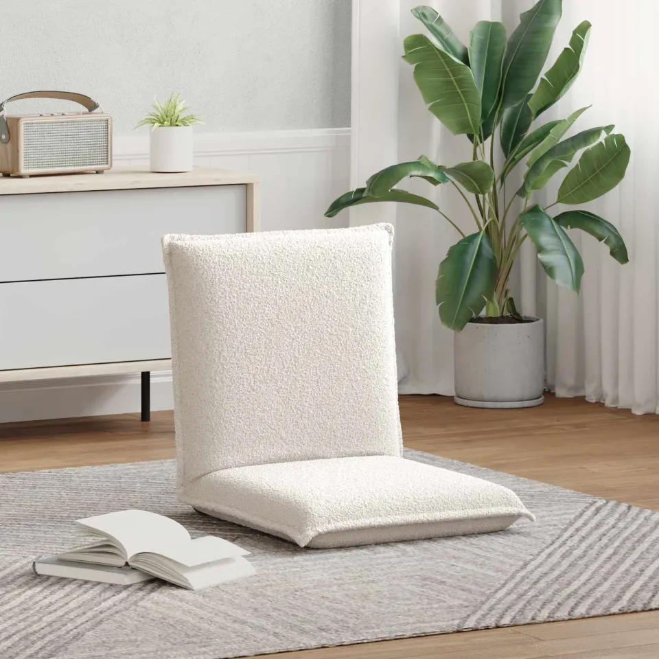 vidaXL Verstelbare vlo stoelen Crèmekleurig Schapenstof, foto 2