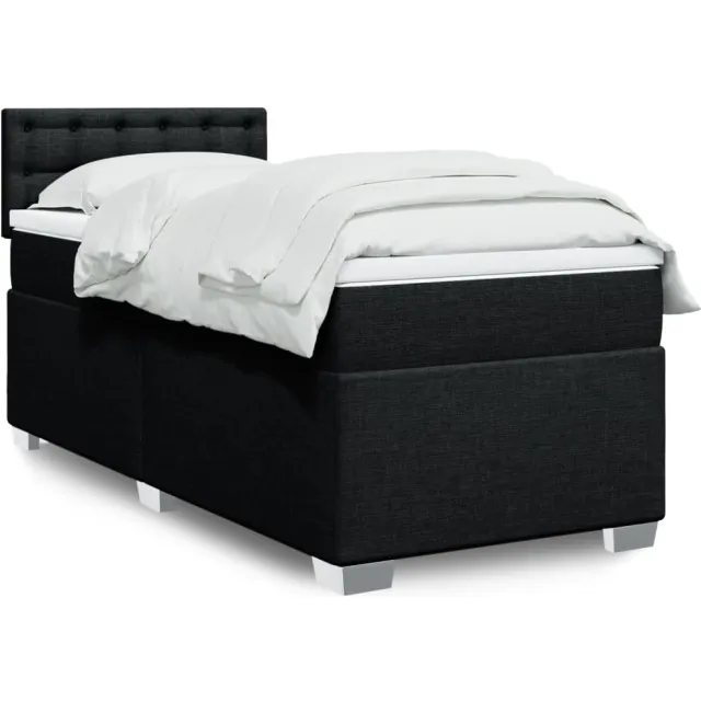 vidaXL Boxspring met matras stof zwart 90x190 cm