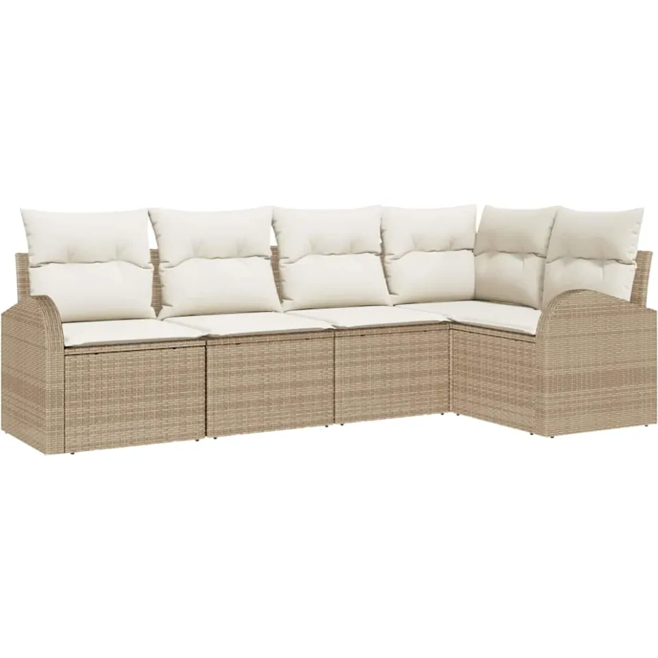 vidaXL Bankstel 5 st Beige Polyester