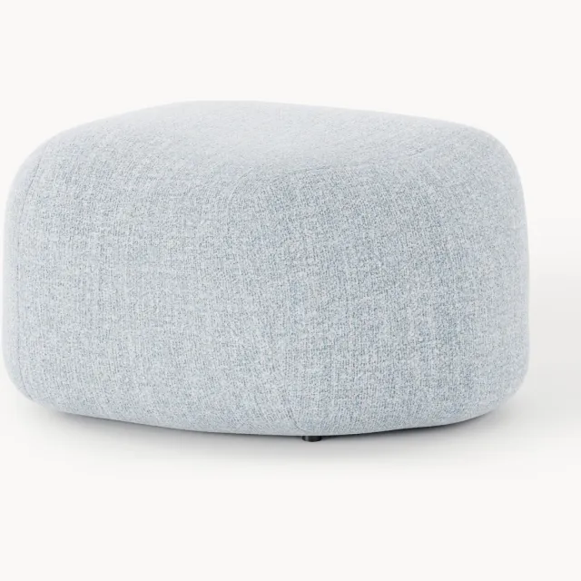 Westwing Collection Ovale bouclé poef Wolke Lichtblauw