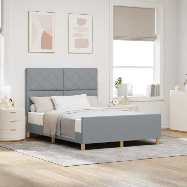 vidaXL Bedframe met hoofdeinde Lichtgrijs 140 x 200 cm Stof