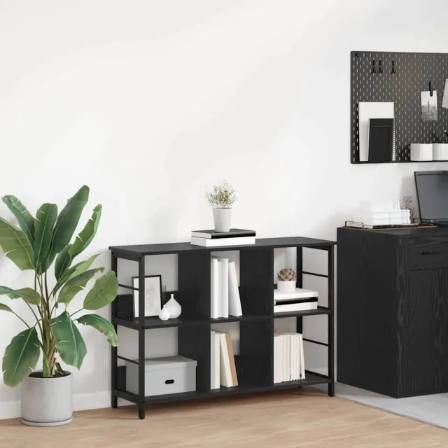 vidaXL Boekenkast 6-laags 102 x 32 x 72,5 cm Bewerkt hout Zwart Eiken