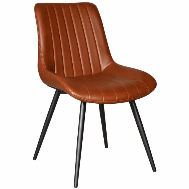 Lizzely Garden & Living SET DEAL: 4 stuks Eetkamerstoel Susta PU cognac kunstleder eetstoel zetel Cognac PU