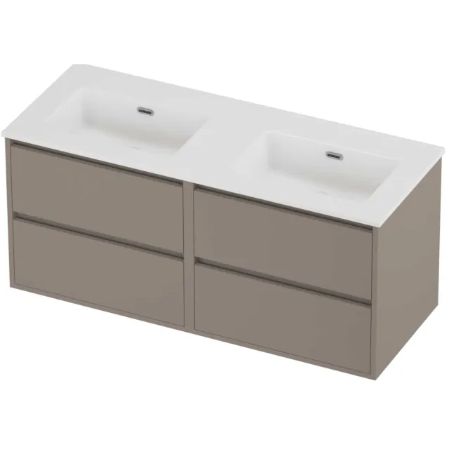 Proline Tribute Badmeubelset Porselein Elegant Dubbel 120x46x54 cm Glans Wit Clay Beige