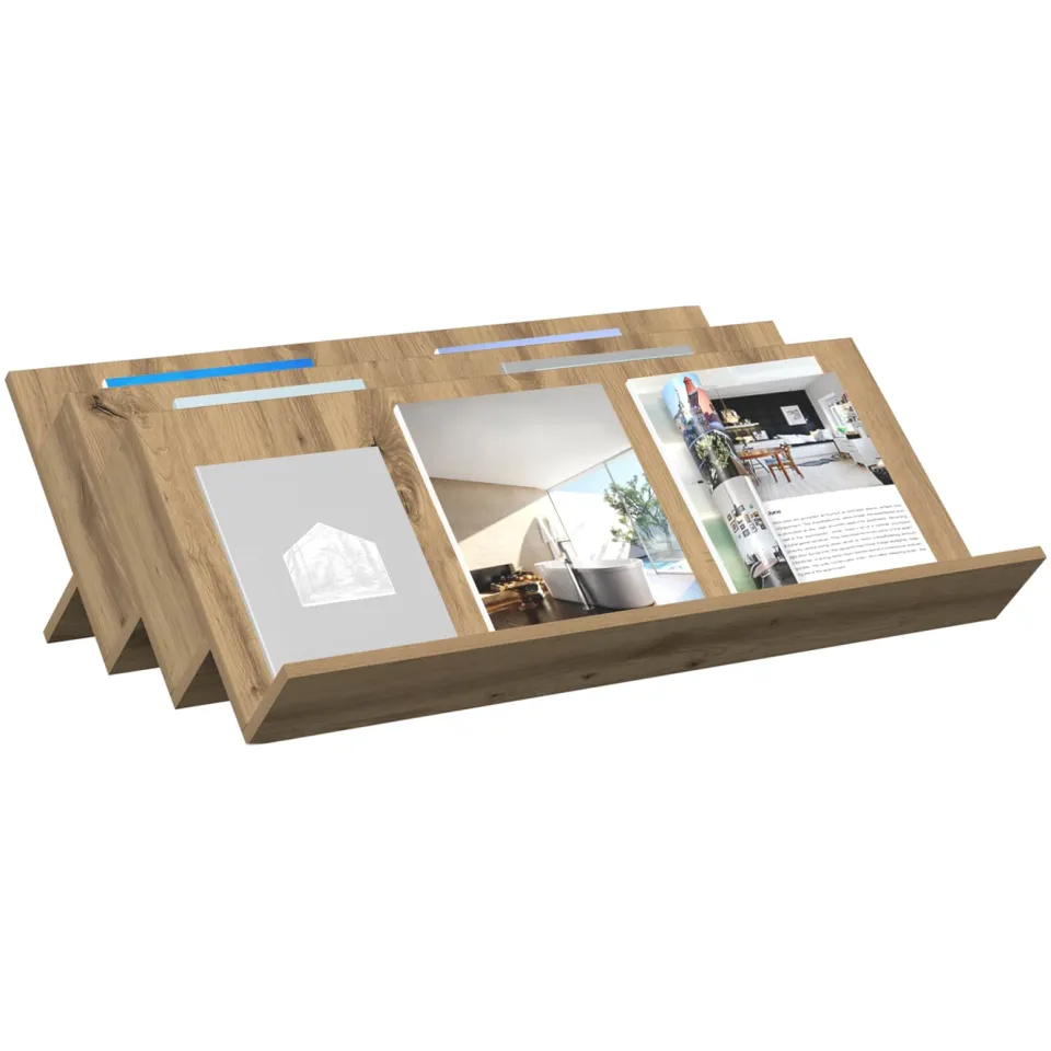 vidaXL Tijdschrift Rek Artisan Eiken 90 x 53 x 28,5 cm Bewerkt hout Bruin