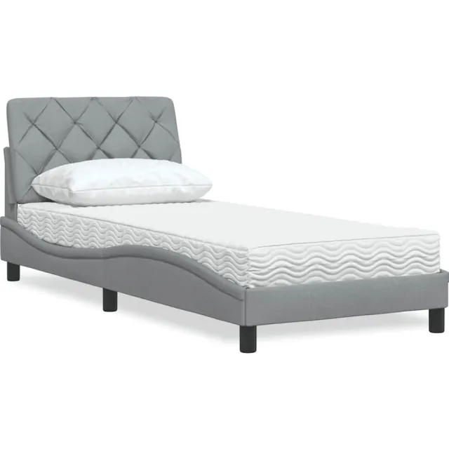 vidaXL Bed met matras stof lichtgrijs 90x200 cm