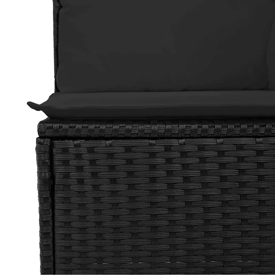 vidaXL 5-delige Loungeset met kussens poly rattan zwart, foto 4