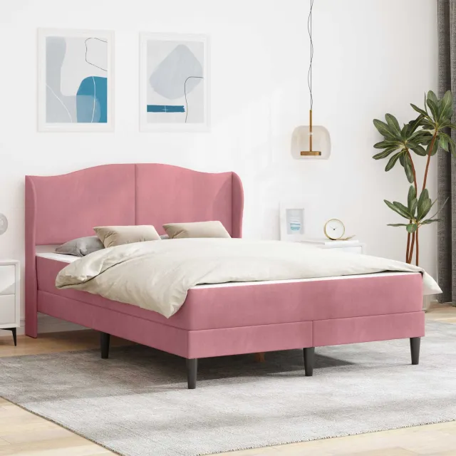 vidaXL Bedframe met matras Lichtgrijs 140 x 190 cm fluweel