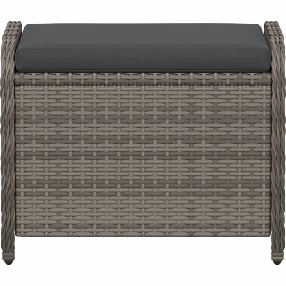 vidaXL Tuinkruk met kussen 58x46x46 cm poly rattan grijs, foto 4