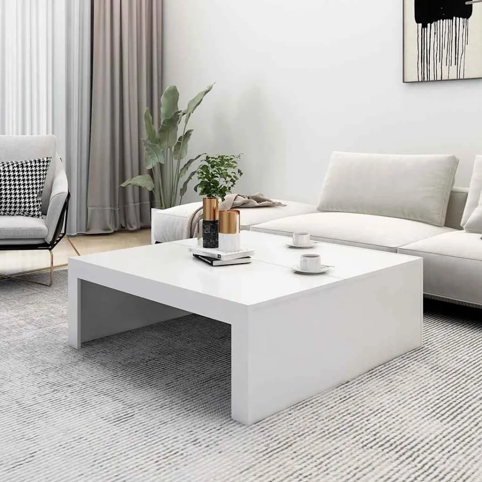 vidaXL Salontafel 100x100x35 cm bewerkt hout wit, foto 3