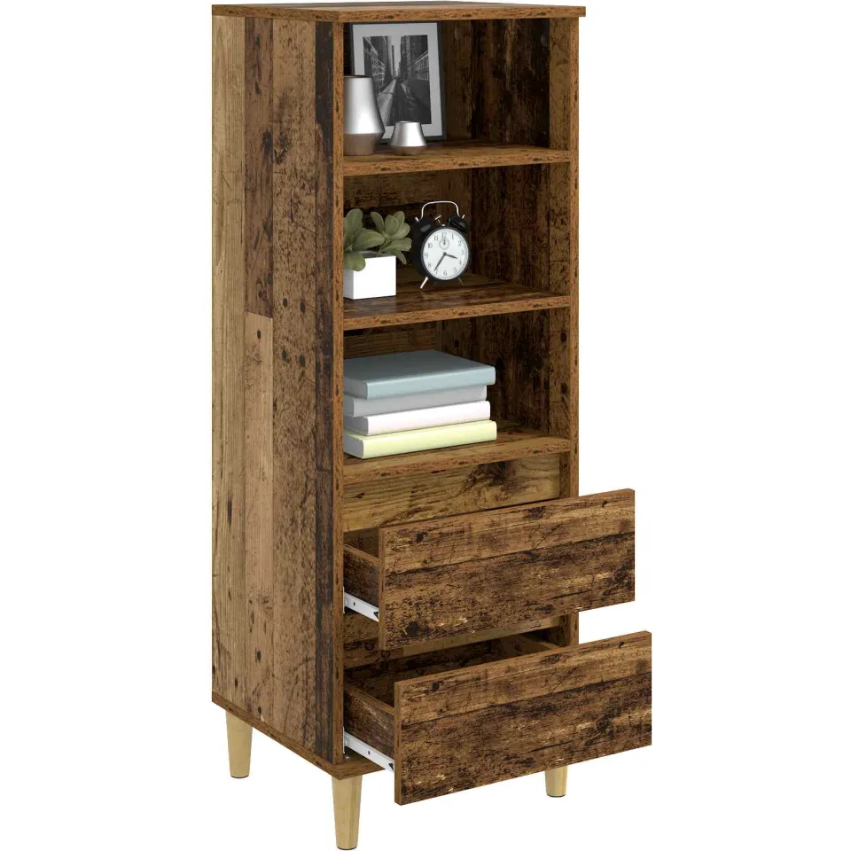 vidaXL Hoge kast Oud hout 40 x 36 x 110 cm Bewerkt hout Bruin