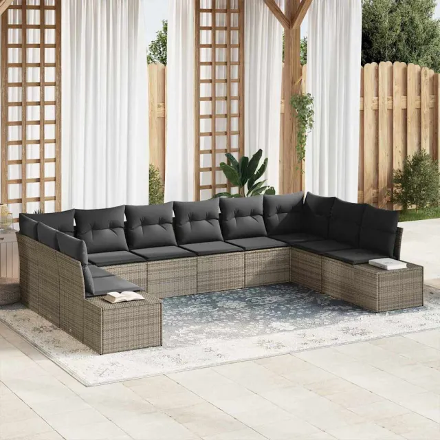vidaXL Tuin Sofa Set 10 st Grijs poly rattan Lichtgrijs