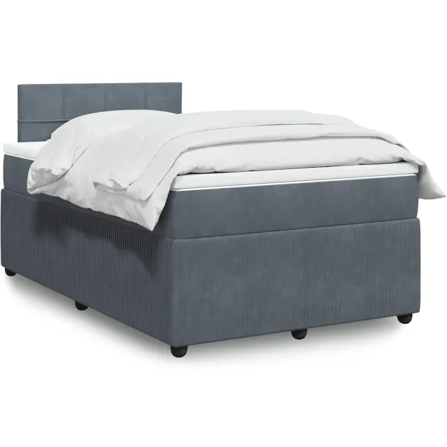 vidaXL Boxspring met matras fluweel donkergrijs 120x190 cm grijs