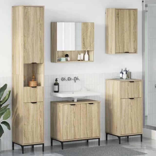 vidaXL Badkamermeubelset met lade Sonoma Eiken Engineered hout, Metaal, foto 2